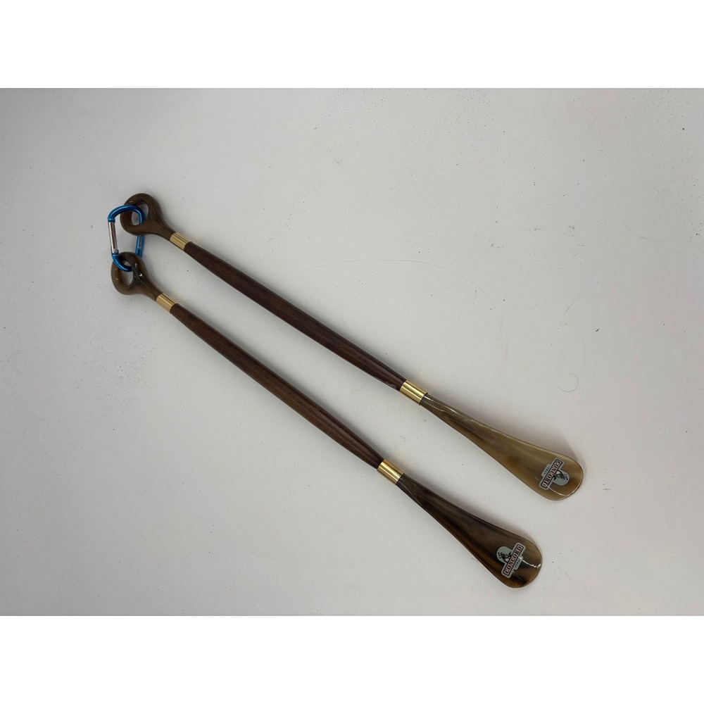 Concord Italy Shoe Horn Mens Womens 18" Shoe Horn Brown Wood Gold Set of 2